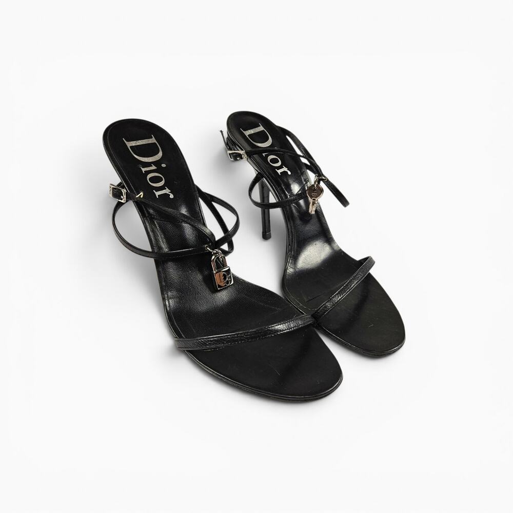 Y2k Dior Heels Lock & Key by John Galliano Sandals Black Strappy - 39.5 (8.5)